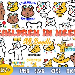 children in need bundle svg, pudsey bear svg, red nose day, bear, kids instant download