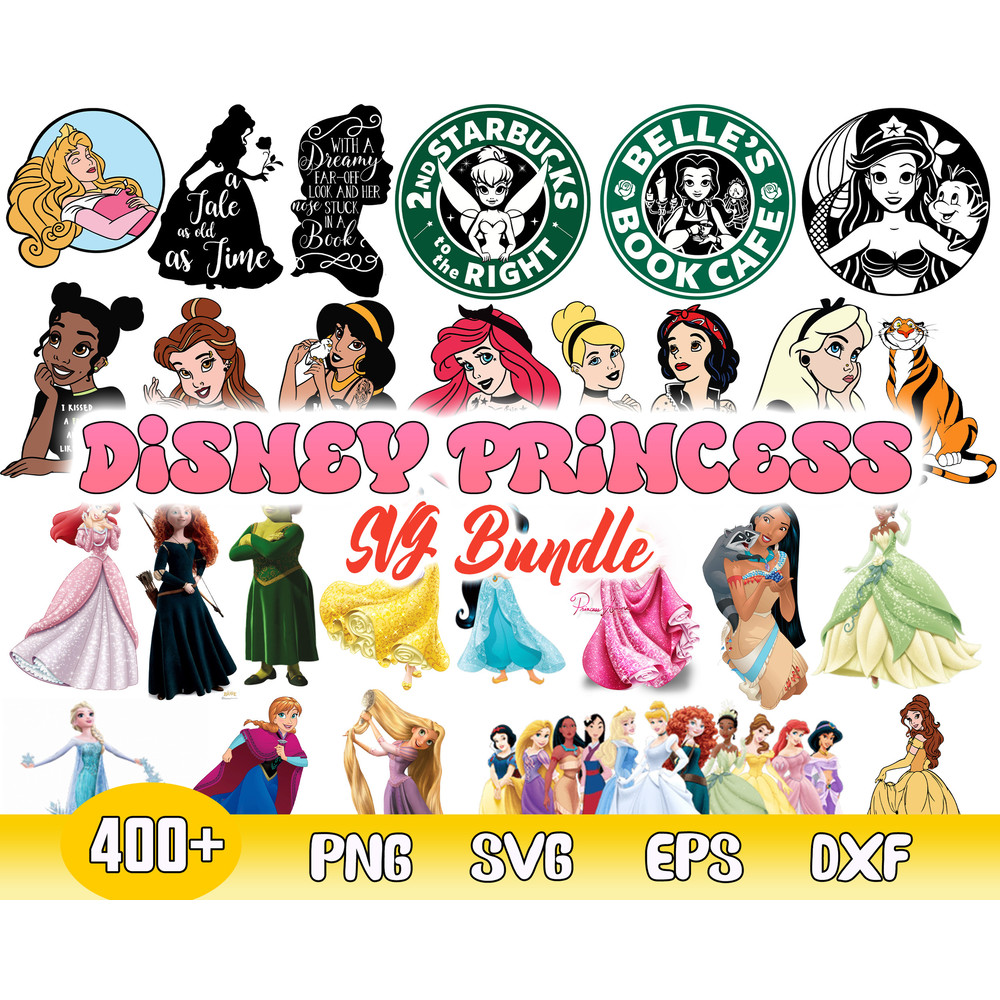 Disney Princess Bundle Svg, Princess Svg, Princess Starbucks Svg, Princess Character Svg.jpg