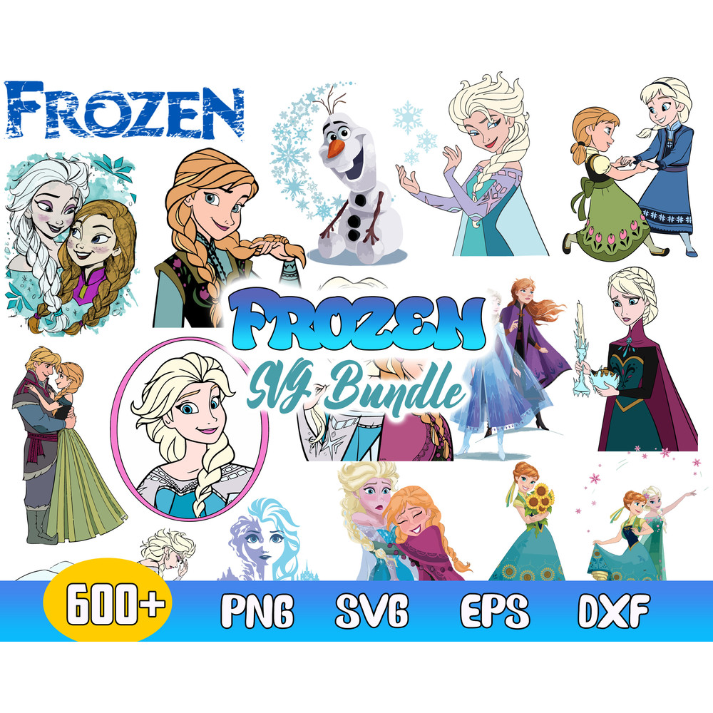 Frozen Mega Bundle Svg, Elsa Svg, Anna Svg, Olaf Svg, Disney Princess Svg, Digital Download File.jpg