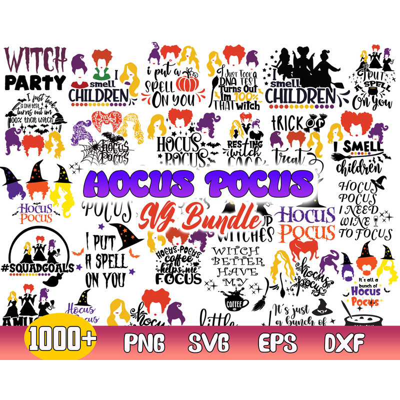 Hocus Pocus Bundle Svg, Sanderson Sister Svg, Halloween Svg, Png Dxf Eps File .jpg