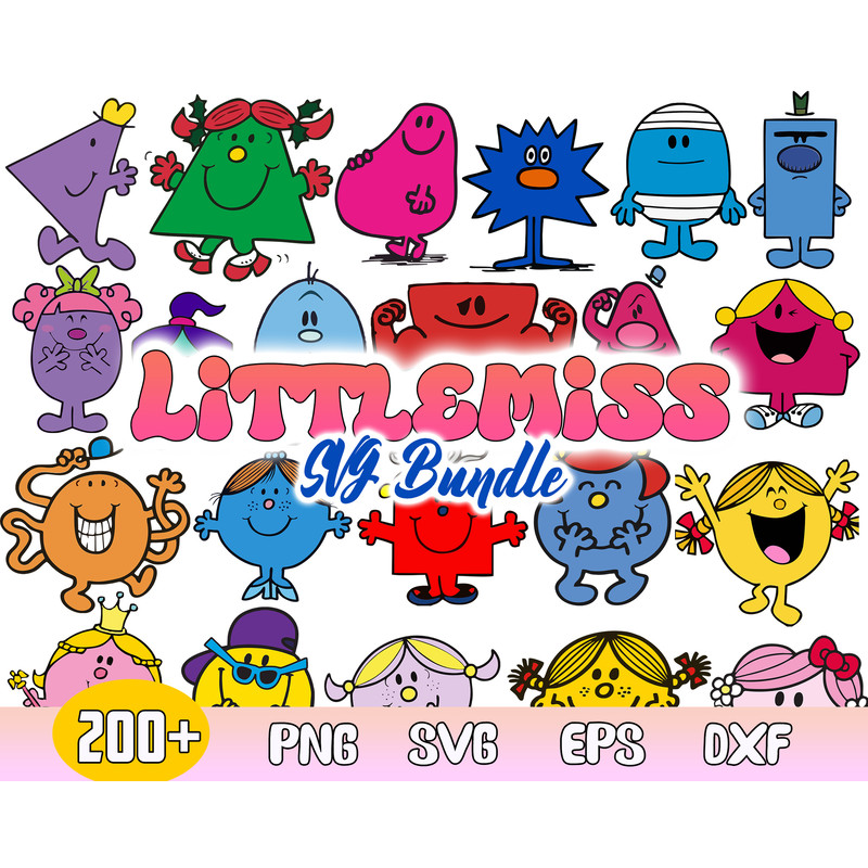 Little Miss Bundle Svg, Mr Men Svg, Little Miss Character Svg, Png Dxf Eps File .jpg