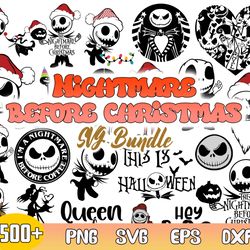 nightmare before christmas bundle svg, jack skellington svg, jack and sally svg, nightmare christmas svg