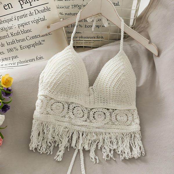 White crochet top summer lace beach boho crochet top - Inspire Uplift