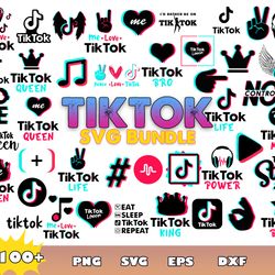 tiktok logo bundle svg, tiktok birthday svg, tiktok queen svg, peace love tiktok png