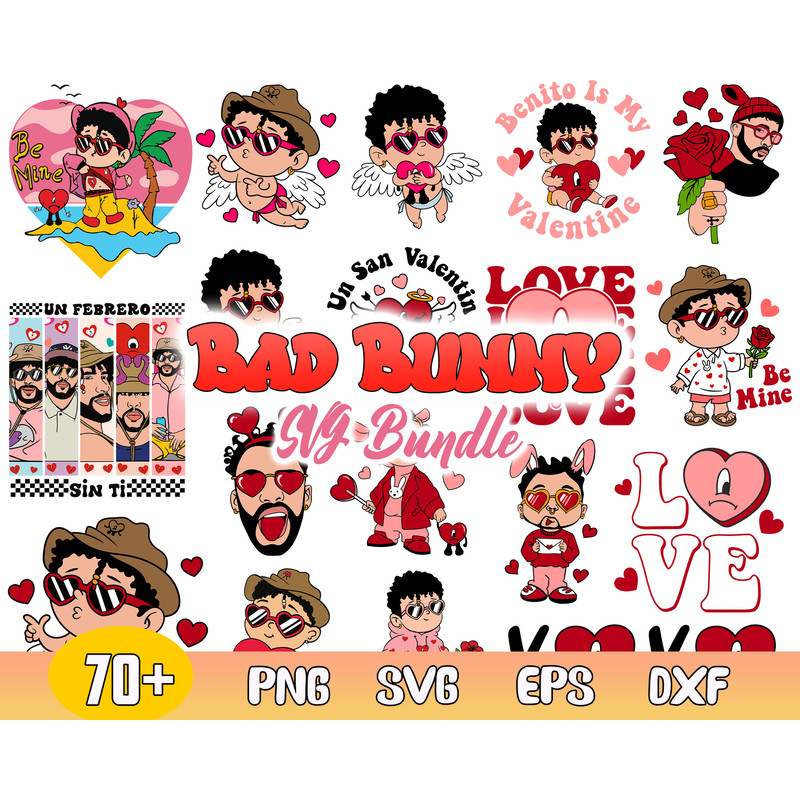 Valentine Bad Bunny Bundle Svg, Benito Valentine Svg, Un Van Valentine Sin Ti Svg Png Dxf Eps File.jpg