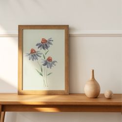 Watercolor chamomile printable file, Flowers watercolor