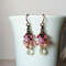 Solid and natural brass with Czech glass beads  earrings  with chain.