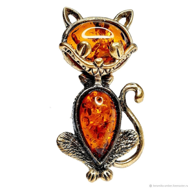 Cheshire Cat Brooch Amber Brass Jewelry Cartoon Brooch Loves Cat holiday christmas Gift.jpg
