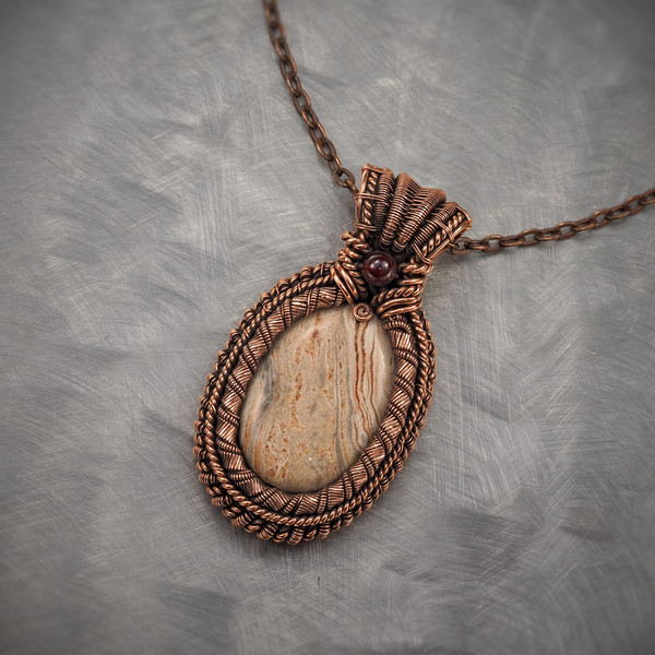 necklace pendant copper wire wrap art wire wrapped wire wrapping handmade jewelry antique style art 7th 22nd anniversary gift her woman (1).jpeg