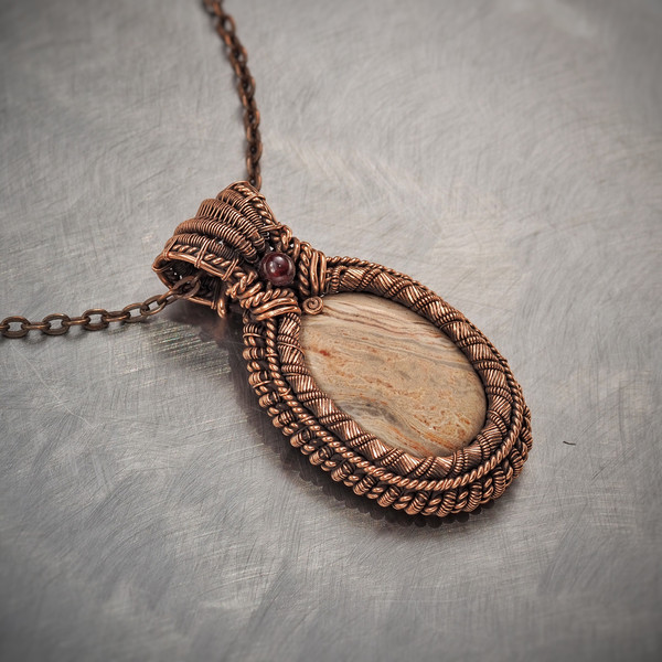necklace pendant copper wire wrap art wire wrapped wire wrapping handmade jewelry antique style art 7th 22nd anniversary gift her woman (4).jpeg