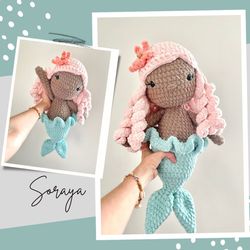 Soraya - Mermaid Crochet Pattern, Plushie Mermaid, PDF PATTERN
