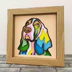 dog 3d layered svg for cardstock/ colorful basset hound multilayer svg/ dog mandala pop art/ 3d dog papercraft svg