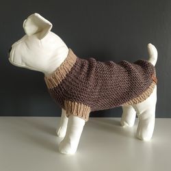 Handmade brown knitted dog sweater