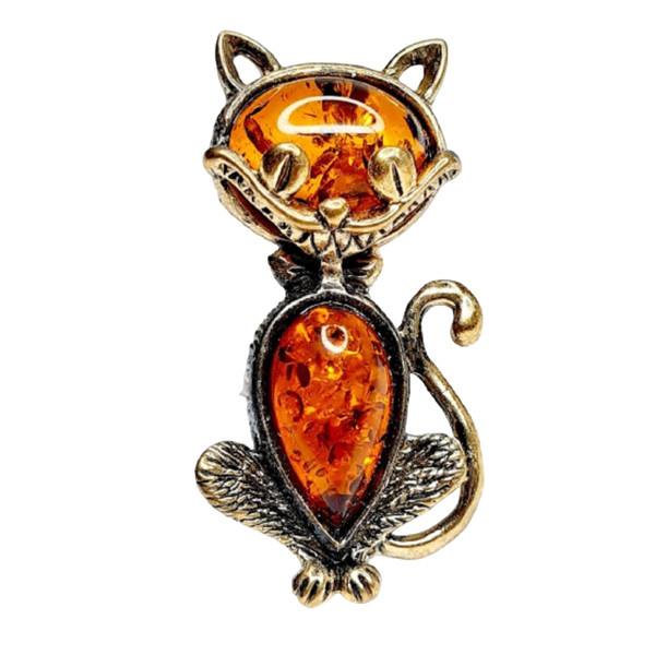 Amber Cat Brooch Amber Jewelry Cartoon Brooch Loves Cat holiday christmas Gift child women men.png