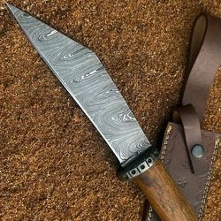 Damascus Steel Knife Handmade Hunting Knife, Viking Knife Seax Knife