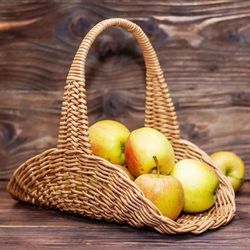 French basket.  Small openwork basket. Wedding flowers basket. Flat oval basket with handle.