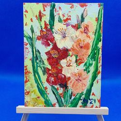 Irises 3D Painting Impasto Bouquet Art Summer Flowers Painting Gift Picture Garden Flowers Original Oil Painting