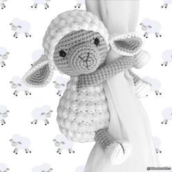 Butter - Lamb curtain tieback crochet PATTERN PDF - Lamb Pattern