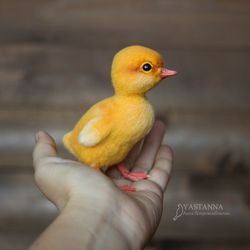 duckling, realistic felt bird, handmade toy