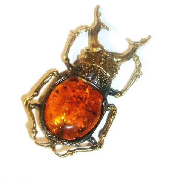 Amber Scarab Brooch Egypt Beetle Jewelry Gift Women Men Christmas Mothers Day Gift Jewelry Autumn Brooch Orange gold.jpg