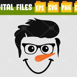 Funny Snowman Custome with Hair Style and Eyeglasses Svg, Eps, Png, Dxf, Digital Download