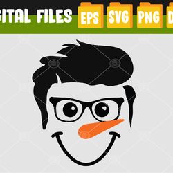 funny snowman custome with hair style and eyeglasses svg, eps, png, dxf, digital download