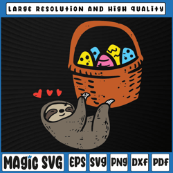 easter sloth hanging egg basket svg, cute animal svg, cute easter sloths, easter, sublimation download