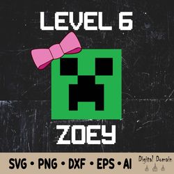 custom name birthday girl mine craft svg, mine craft svg, cut file for cricut, silhouette