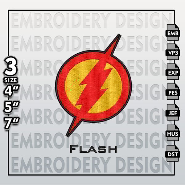 The Flash Embroidery Designs, The Flash Logo Embroidery File - Inspire ...