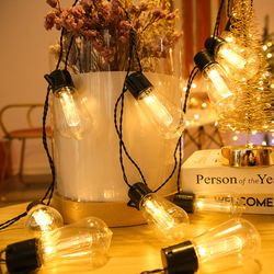 LED Solar String Lights IP65 Waterproof Outdoor Christmas Decoration Bulb Retro Holiday Garland Garden Furniture Fairy