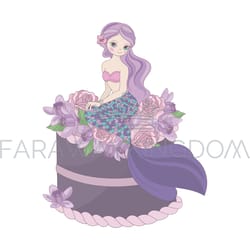 mermaid birthday floral sweet princess vector illustration set