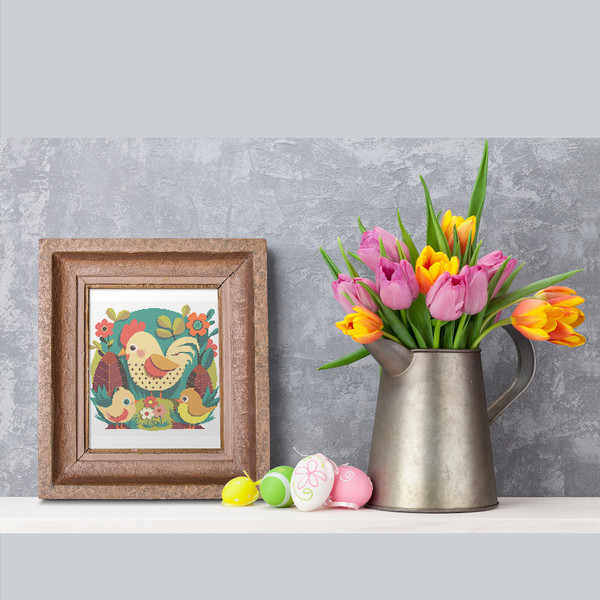 4 Easter cross stitch PDF pattern with chicks and chocolate eggs.jpg
