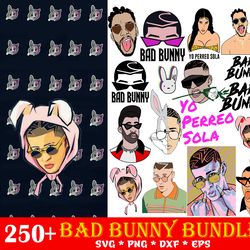 250 bad bunny svg, yo perreo sola svg, bunny svg instant download