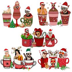 5 bad bunny christmas coffee bundle png, bad bunny coffee png