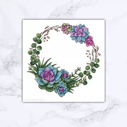 Wreath of succulents Cross Stitch Pattern PDF Instant Download Leaves Cross Stitch