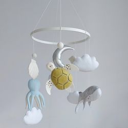 Ocean gray whale Mobile nursery for new baby and pregnancy gift Perfect for baby shower