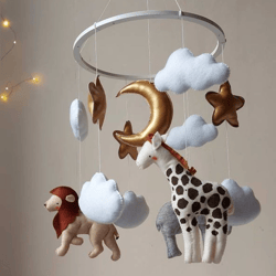 Handmade Safari mobile nursery Jungle baby shower gift Gender neutral