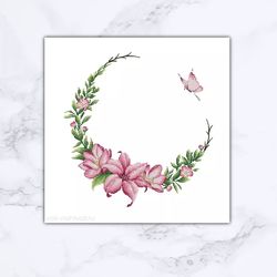 Spring tenderness Cross Stitch Pattern PDF Instant Download Wreath Cross Stitch