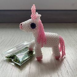 Beaded unicorn. 3D Beaded horse. Custom unicorn keychain. Gift for her.