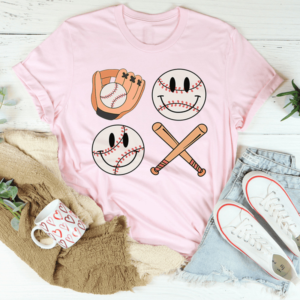 Retro Smiley Baseball Tee