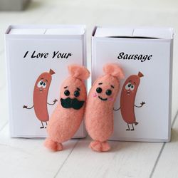 Cute Sausage Gift, Love Felt Gift For Couple, Personalized Gift, Pocket hug, Funny Pun, Send A Hug, Personal Message.