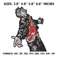 gojo satoru embroidery design file, jujutsu kaisen anime embroidery design, machine  design pes dst. manga embroidery