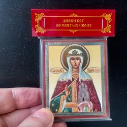 Saint Olga Princess of Kiev | Lithography print on wood | Size: 2,5" x 3,5"