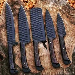 Handmade Damascus Chef set Of 5pcs With Leather Cover,Kichten Knife,Damascus Knife Set,Kitchen knives set,Personalized