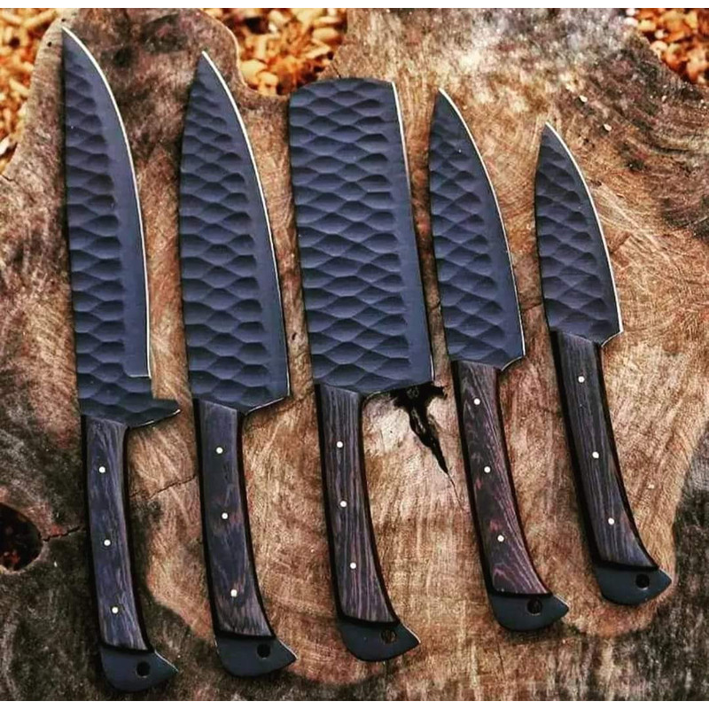 Handmade Damascus Chef set Of 5pcs With Leather Cover,Kichten Knife,Damascus Knife Set,Kitchen knives set,Personalized