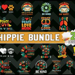 21 Hippie designs Bundle - SVG, PNG, DXF, EPS, PDF Files For Print And Cricut