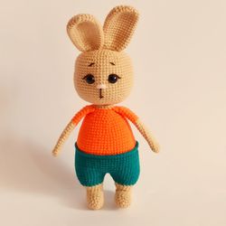Orange bunny, toy bunny, amigurumi toy, toy for a child, crochet bunn, crochet rabbit, crochet animal