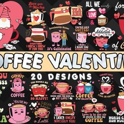 Coffee Valentine Bundle SVG 20 designs - SVG, PNG, DXF, EPS Files For Print And Cricut