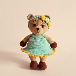 Bear crochet, stuffed bear, bear for girl, crochet animal, plush bear, amigurumi toy
