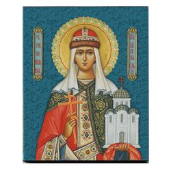 Olga Princess of Kiev | High quality serigraph icon on wood | Made in Russia | Size:  4.5 x 3.5 inch